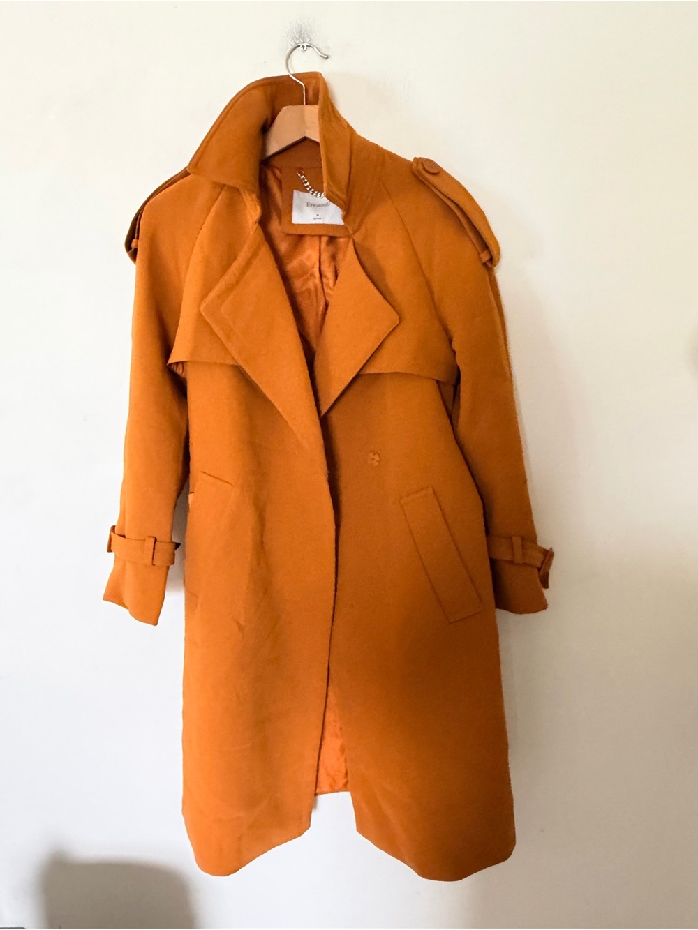 brown belted trench coat features distinctive shoulder epaulets and buckle strap - Picture 5 of 8